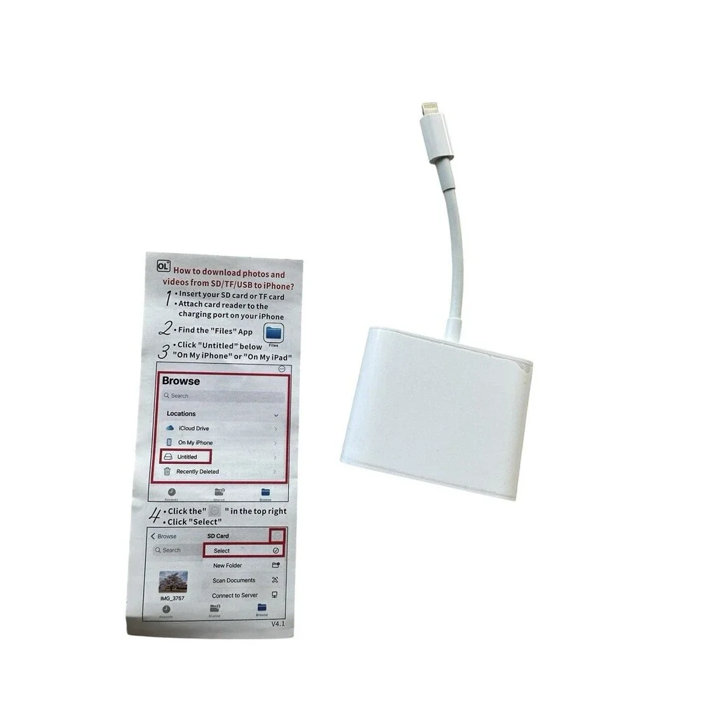Szhaiyijin SD Card Reader for iPhone Memory Card Reader w/ USB Camera Adapter